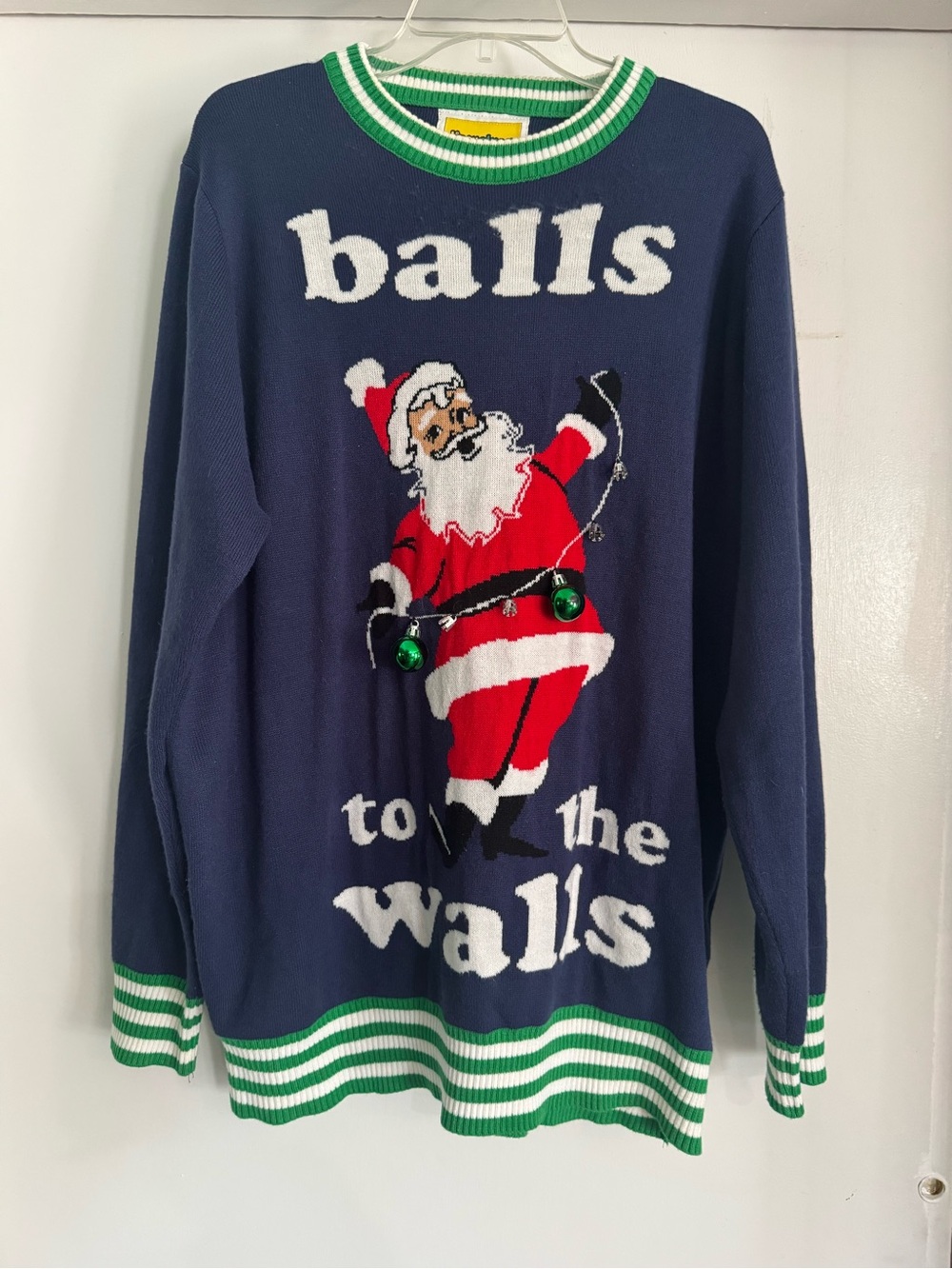 Balls to the walks ugly sweater Christmas Santa con